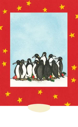 Lebende Karte Weihnachtspinguine