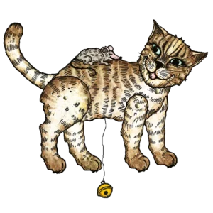 Bastelbogen Katze mit Mäusen